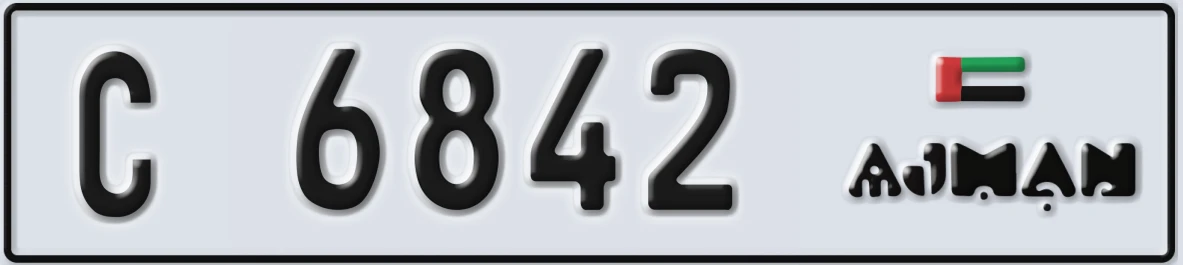 UAE License Plate Ajman C 6842
