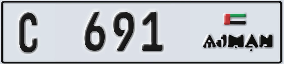 UAE License Plate Ajman C 691