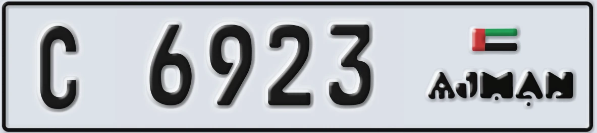 UAE License Plate Ajman C 6923