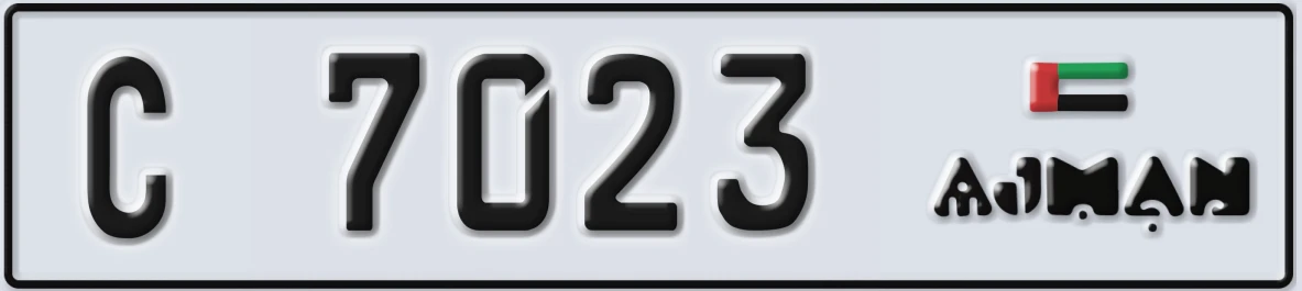 UAE License Plate Ajman C 7023