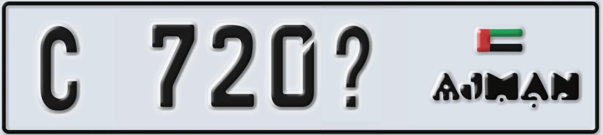UAE License Plate Ajman C 720X