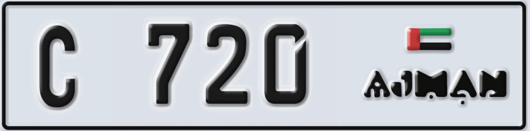 UAE License Plate Ajman C 720Y