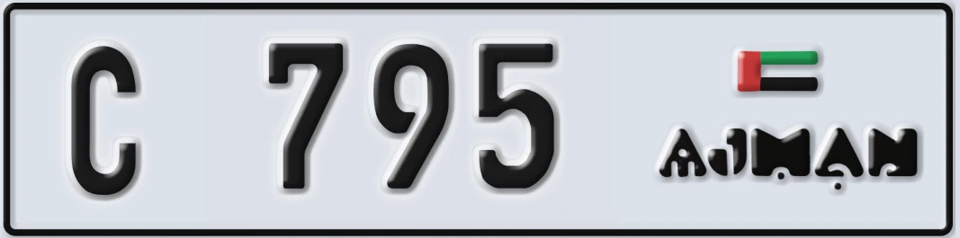 UAE License Plate Ajman C 795X