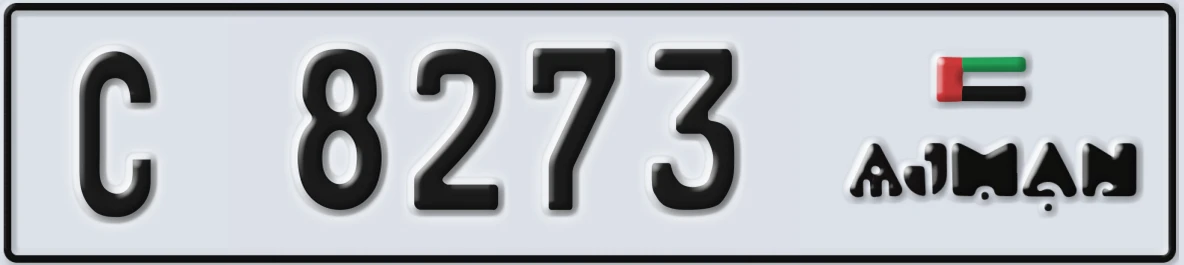 UAE License Plate Ajman C 8273