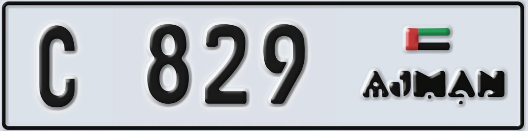 UAE License Plate Ajman C 829X