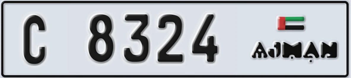 UAE License Plate Ajman C 8324