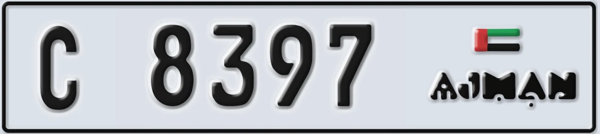 UAE License Plate Ajman C 8397