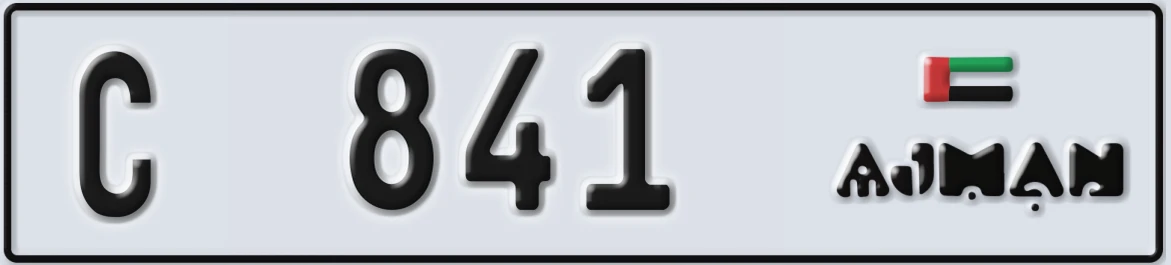 UAE License Plate Ajman C 841