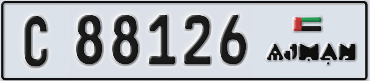 UAE License Plate Ajman C 88126