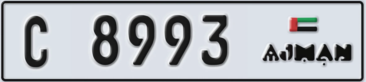 UAE License Plate Ajman C 8993