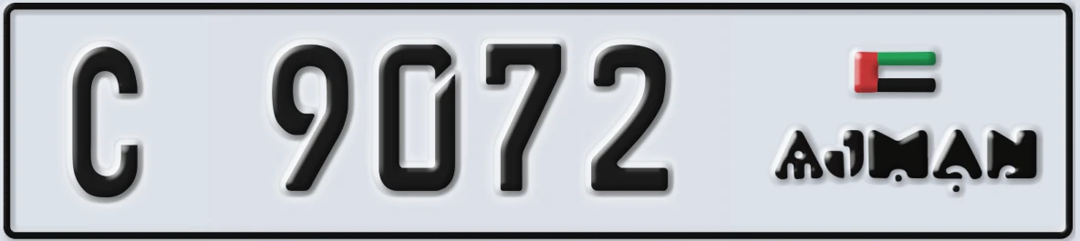 UAE License Plate Ajman C 9072