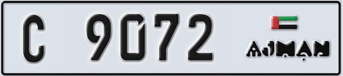 UAE License Plate Ajman C 9072