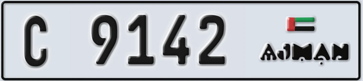 UAE License Plate Ajman C 9142