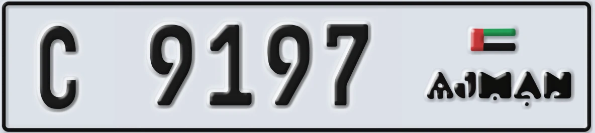 UAE License Plate Ajman C 9197