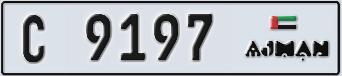 UAE License Plate Ajman C 9197