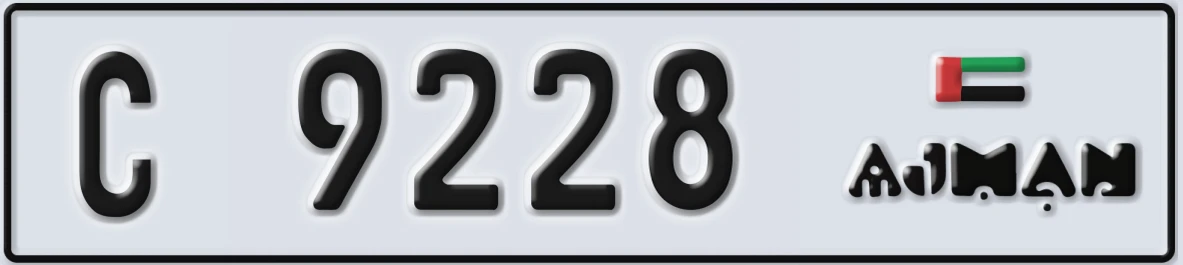 UAE License Plate Ajman C 9228