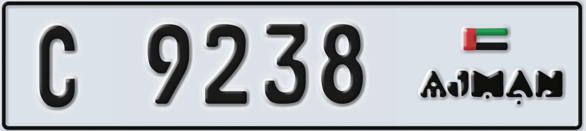UAE License Plate Ajman C 9238