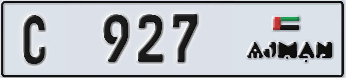 UAE License Plate Ajman C 927
