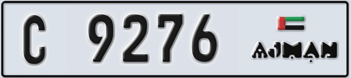 UAE License Plate Ajman C 9276