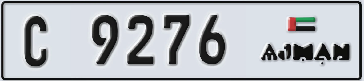 UAE License Plate Ajman C 9276