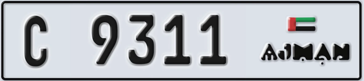 UAE License Plate Ajman C 9311