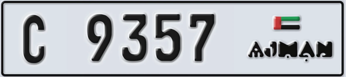 UAE License Plate Ajman C 9357