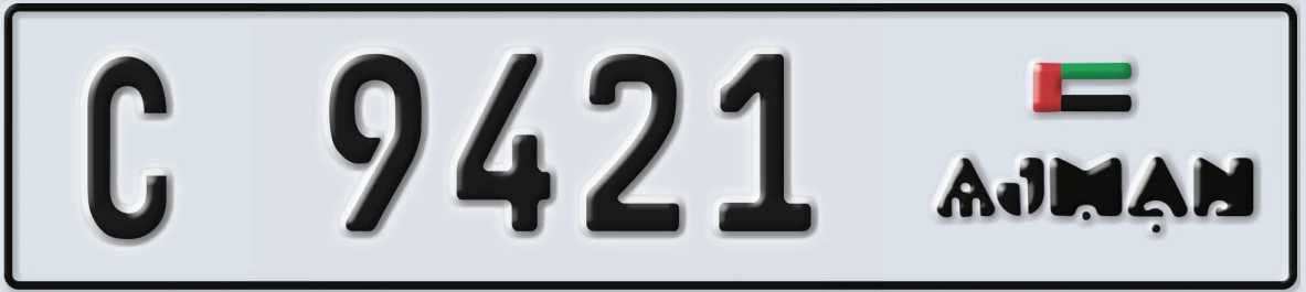UAE License Plate Ajman C 9421