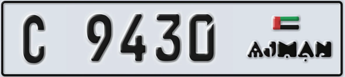 UAE License Plate Ajman C 9430