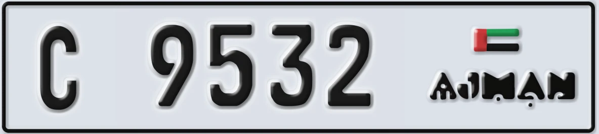 UAE License Plate Ajman C 9532
