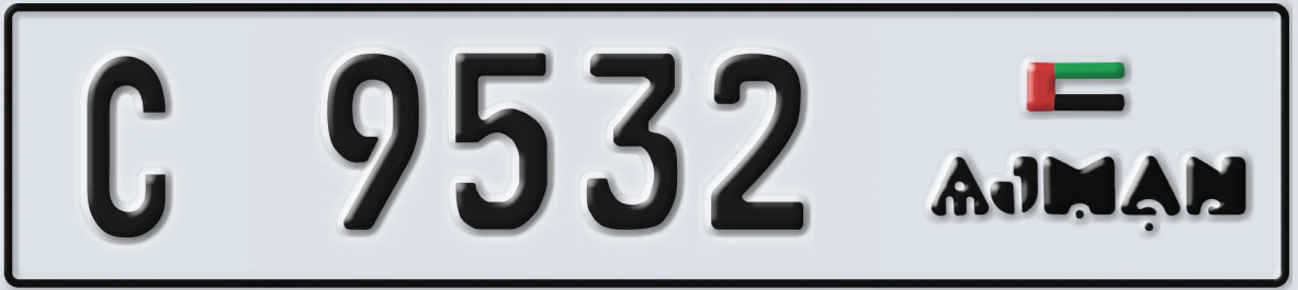 UAE License Plate Ajman C 9532