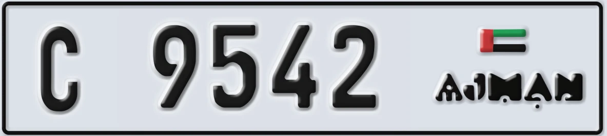 UAE License Plate Ajman C 9542