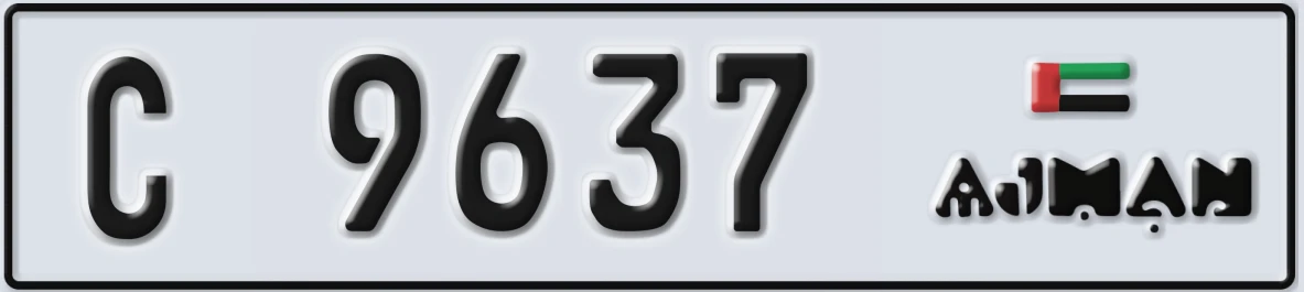 UAE License Plate Ajman C 9637