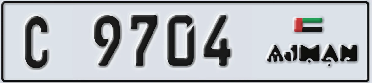 UAE License Plate Ajman C 9704