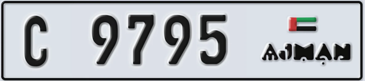 UAE License Plate Ajman C 9795