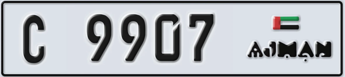 UAE License Plate Ajman C 9907