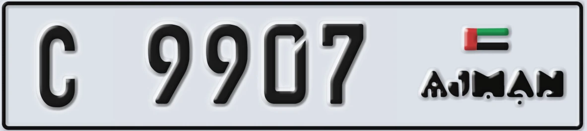 UAE License Plate Ajman C 9907
