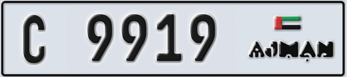 UAE License Plate Ajman C 9919