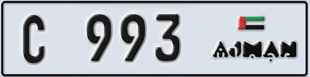 UAE License Plate Ajman C 9X93