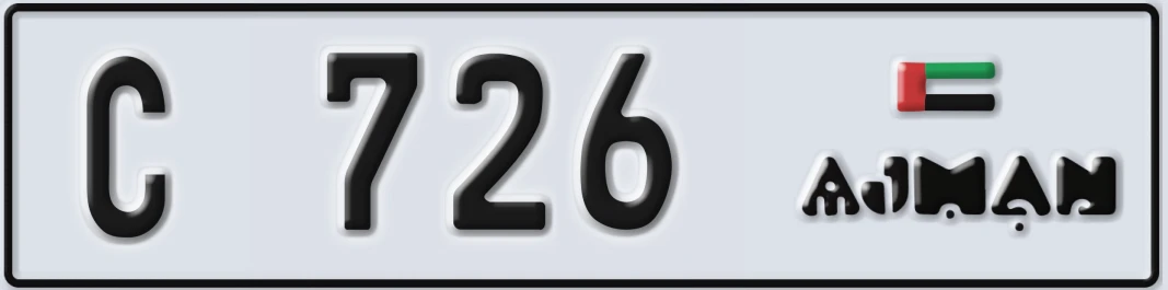 UAE License Plate Ajman C X726