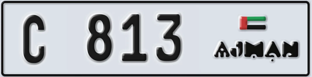 UAE License Plate Ajman C X813
