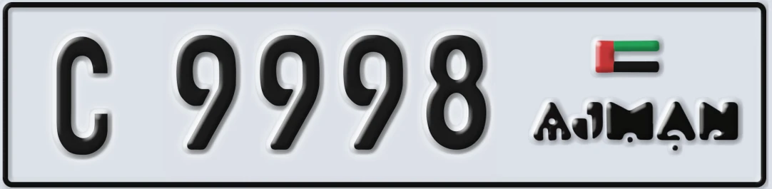UAE License Plate Ajman C X9998