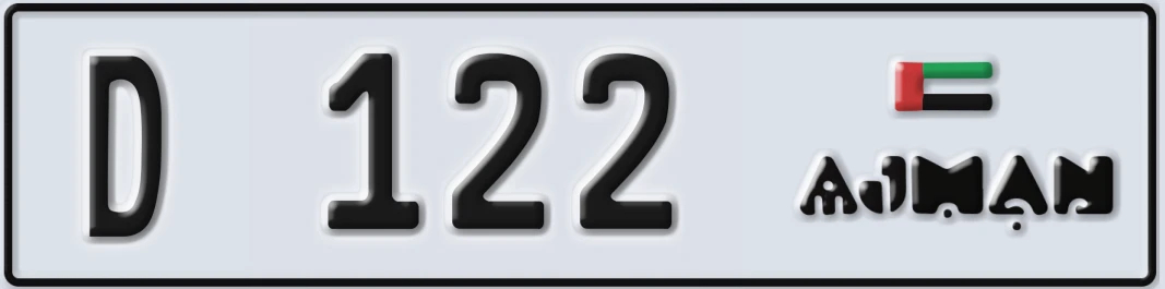 UAE License Plate Ajman D 1X22