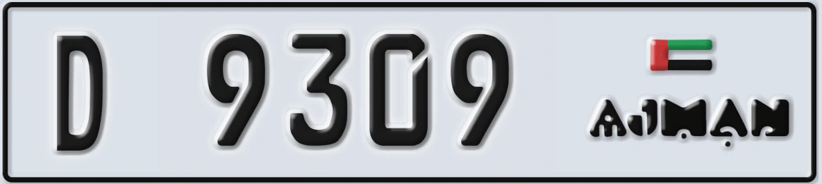 UAE License Plate Ajman D 9309