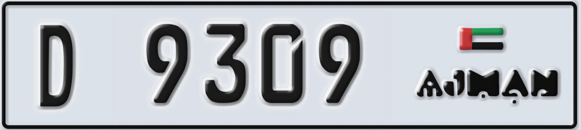 UAE License Plate Ajman D 9309
