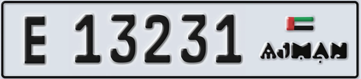 UAE License Plate Ajman E 13231