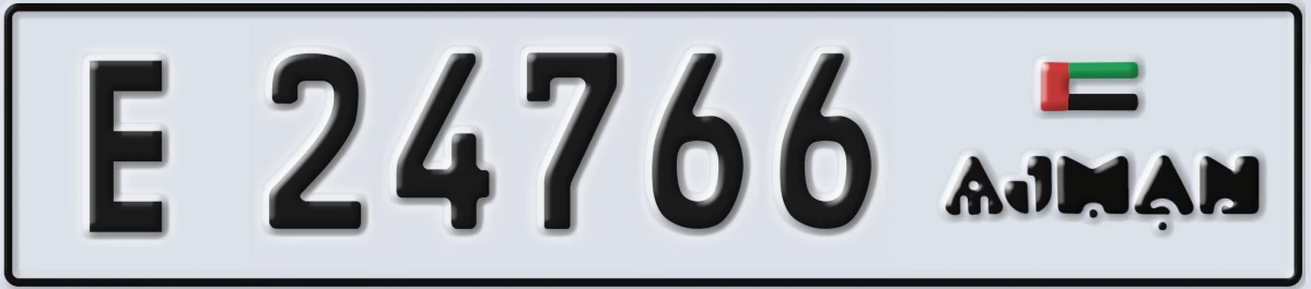 UAE License Plate Ajman E 24766