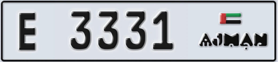 UAE License Plate Ajman E 3331