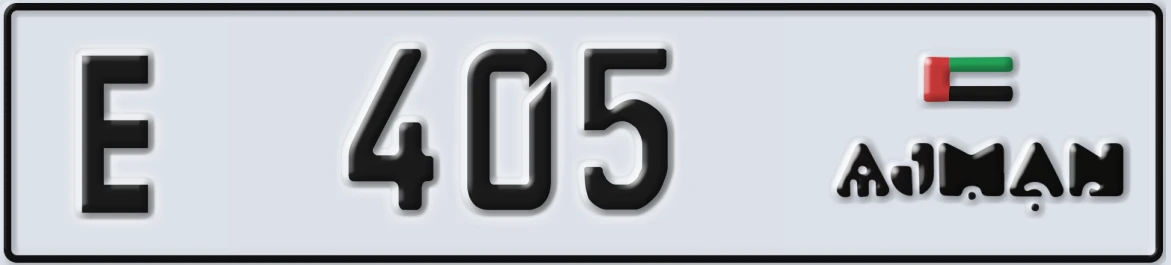 UAE License Plate Ajman E 405