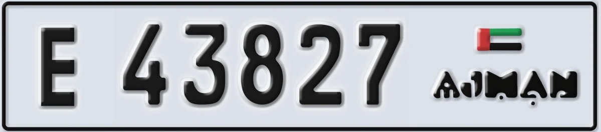 UAE License Plate Ajman E 43827