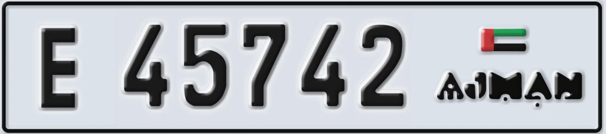 UAE License Plate Ajman E 45742